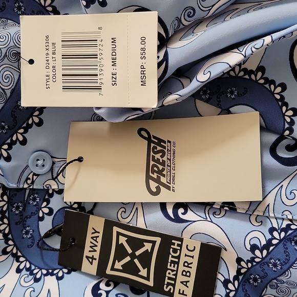 Casual Blue and White Button Down Shirt with Paisley Pattern - Picture 3 of 10